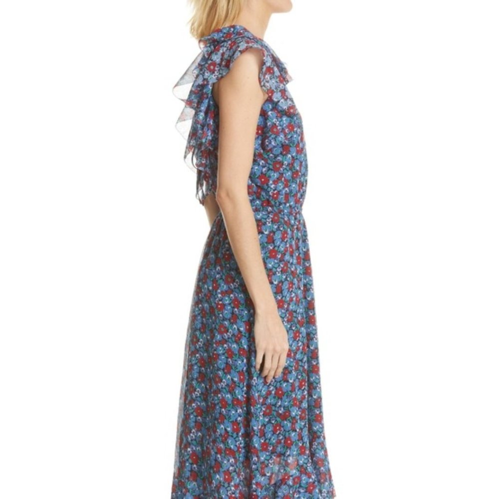 Robert Rodriguez 10 Cotton Silk Floral Print Midi Dress - Picture 7 of 11